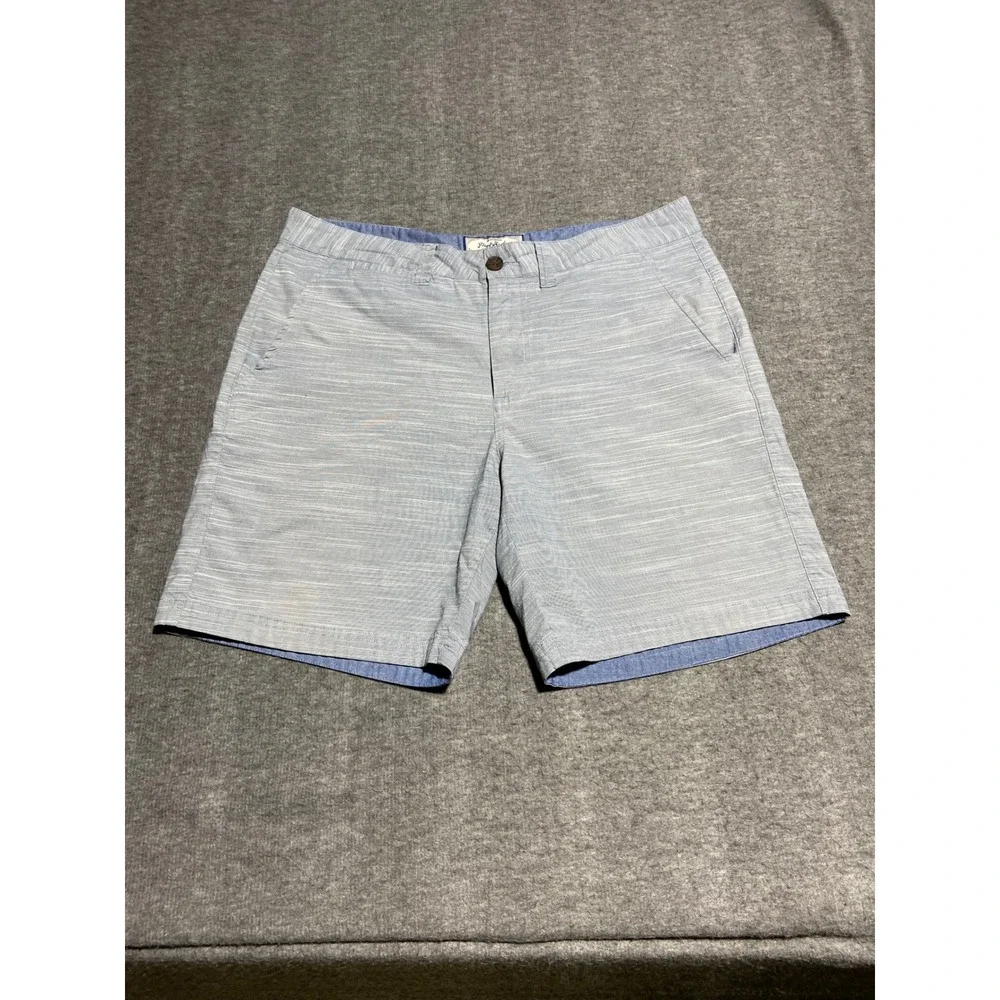 Flag and Anthem Shorts Blue White Heathered Slub Stripe Chino Mens 32